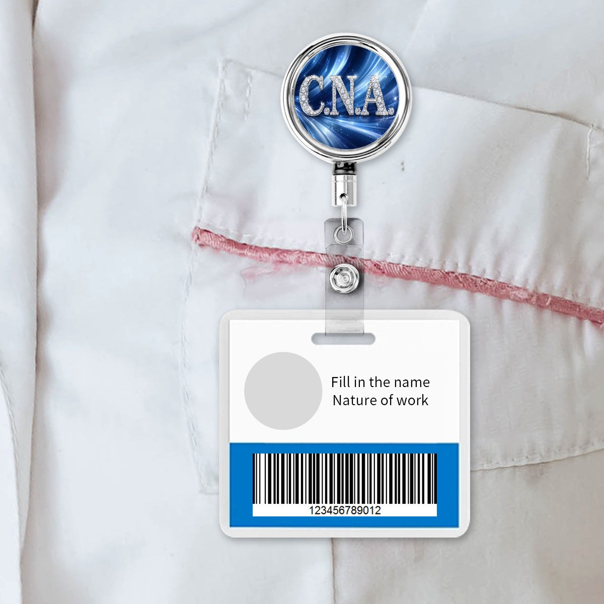 C.N.A. Badge Reel – Blue Brilliance, Certified Care-Heavy Duty Metal Badge Reel