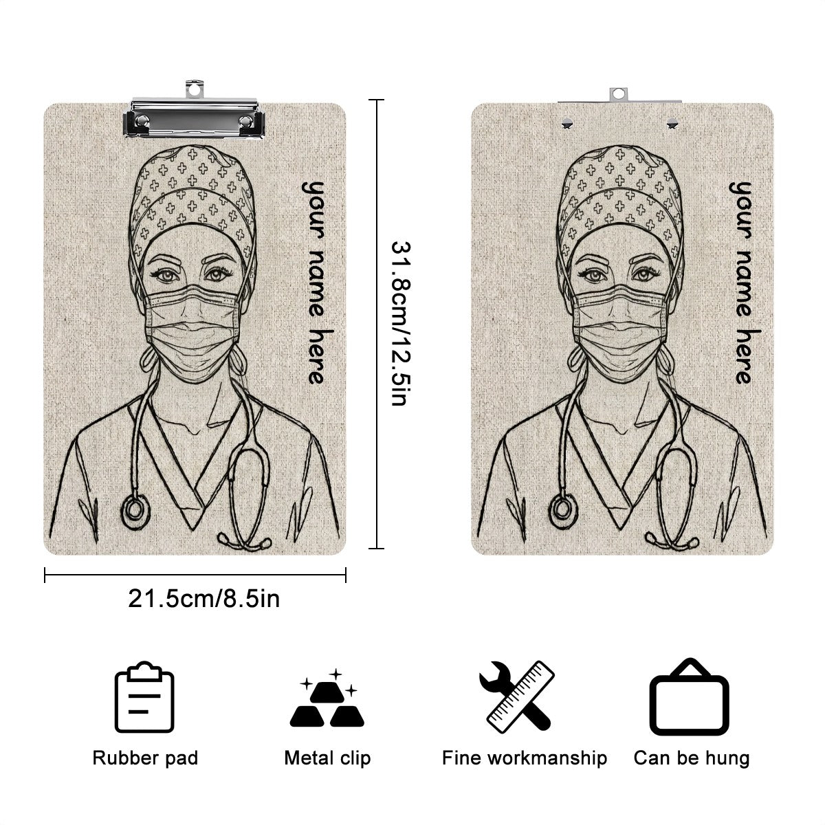 Masked & Mighty – Personalized Nurse Acrylic Clipboard