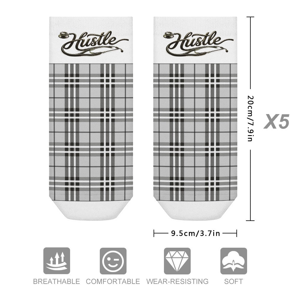 - Hustle Plaid Luxe Socks — BluTokyo Edition(5 Pairs Of The Same Picture)