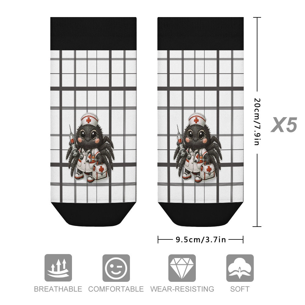 - Little Nurse Spider Socks — Cute Creepy‑Crawly Care (5 Pairs Of The Same Picture)