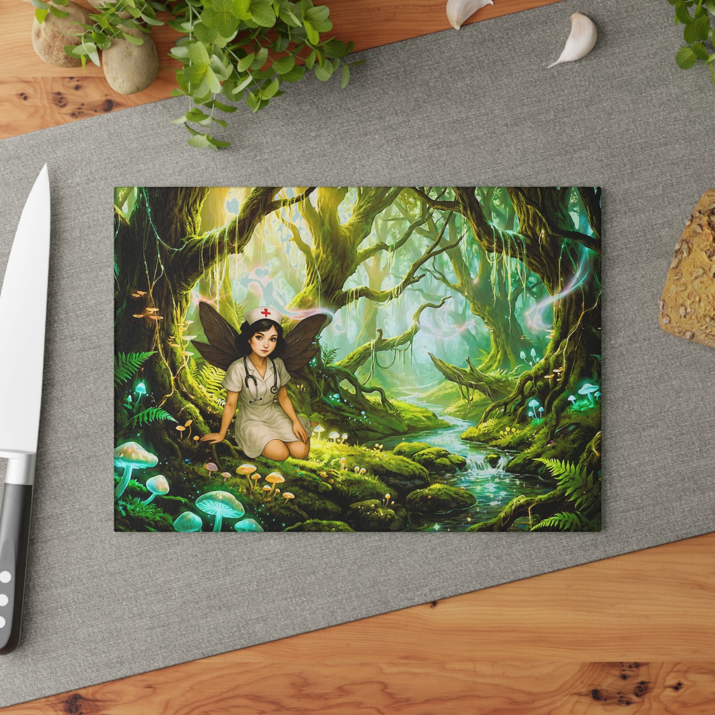 Enchanted Forest Medical Fairy Glass Cutting Board