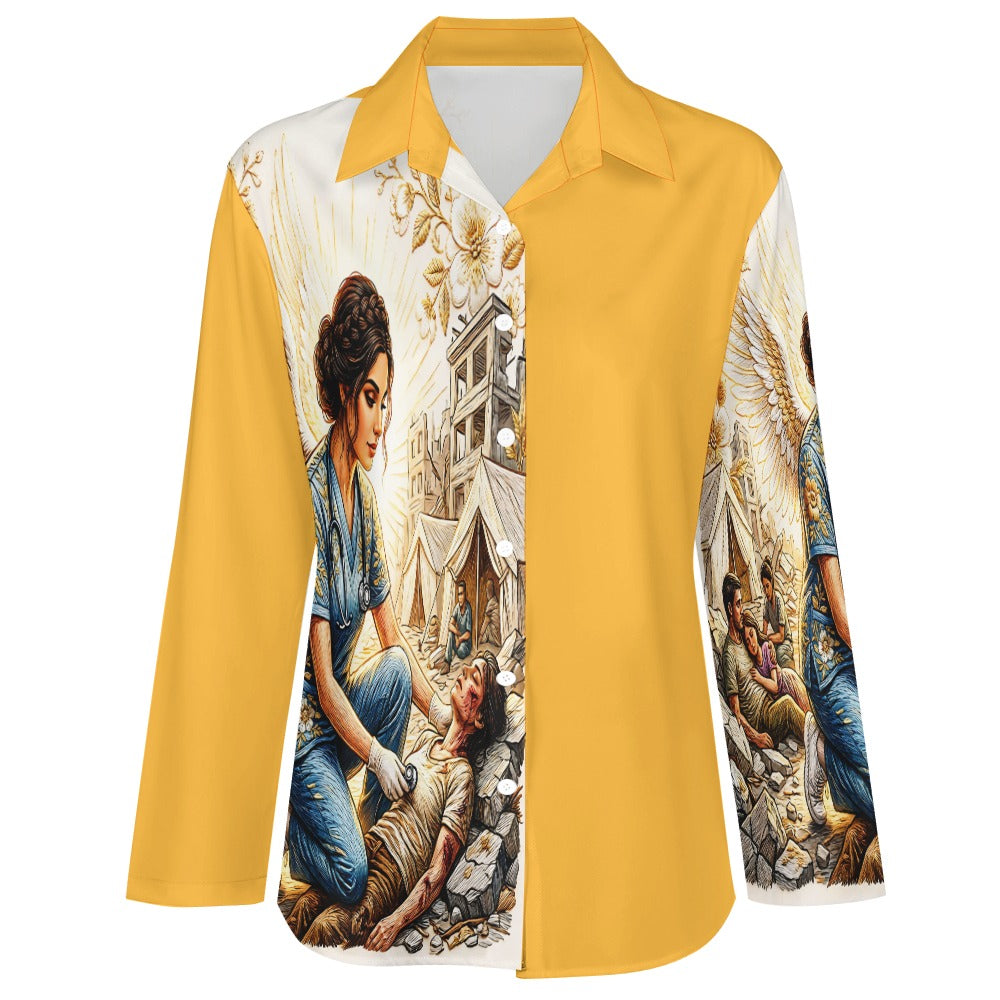 Medical Angel Irregular Button up Top