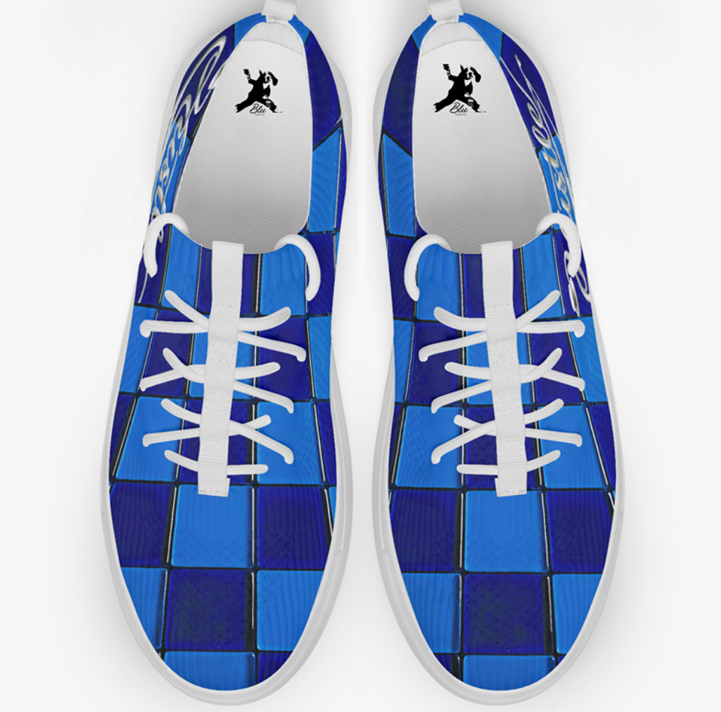 Blue Hustle: Tile Edition- Low Top Sneakers