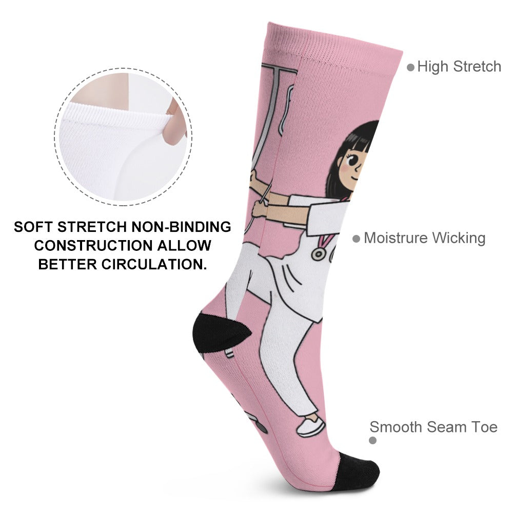 - BluTokyo Nurse IV Pole Dance Socks — Pink Shift Edition