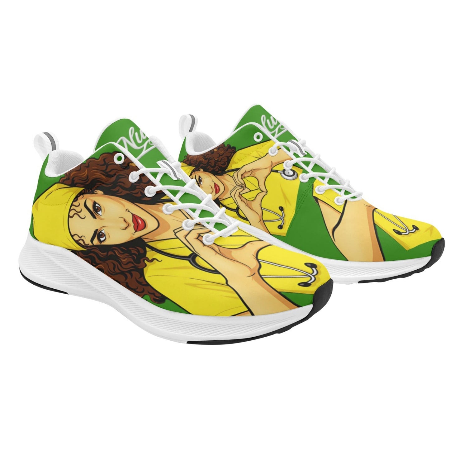 Curly‑Crowned Care™ Yellow Nurse Pride Sneaker