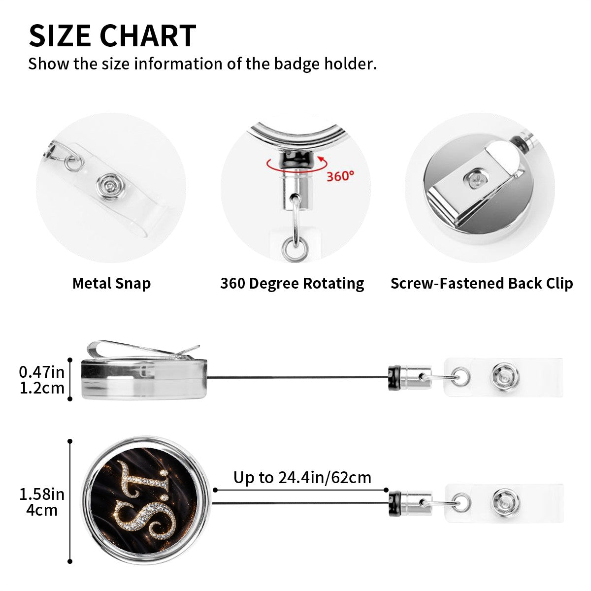 S.T. Badge Reel – Black Diamond Strength-Heavy Duty Metal Badge Reel