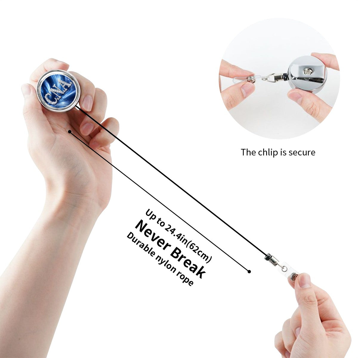 C.N.A. Badge Reel – Blue Brilliance, Certified Care-Heavy Duty Metal Badge Reel