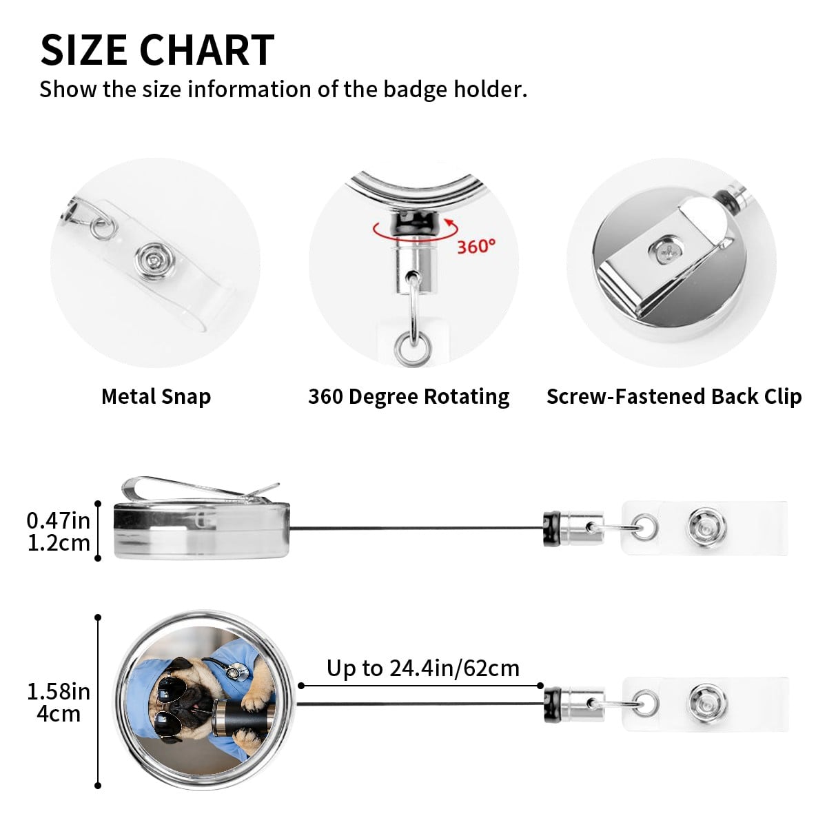 PUG Heavy Duty Metal Badge Reel