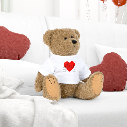 Stuffed Bear – 'My Mom, My Heart' Heart T‑Shirt Plush