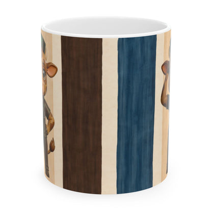 Striped Medical Calf Ceramic Mug — Cute Giraffe Coffee Cup (11oz & 15oz)