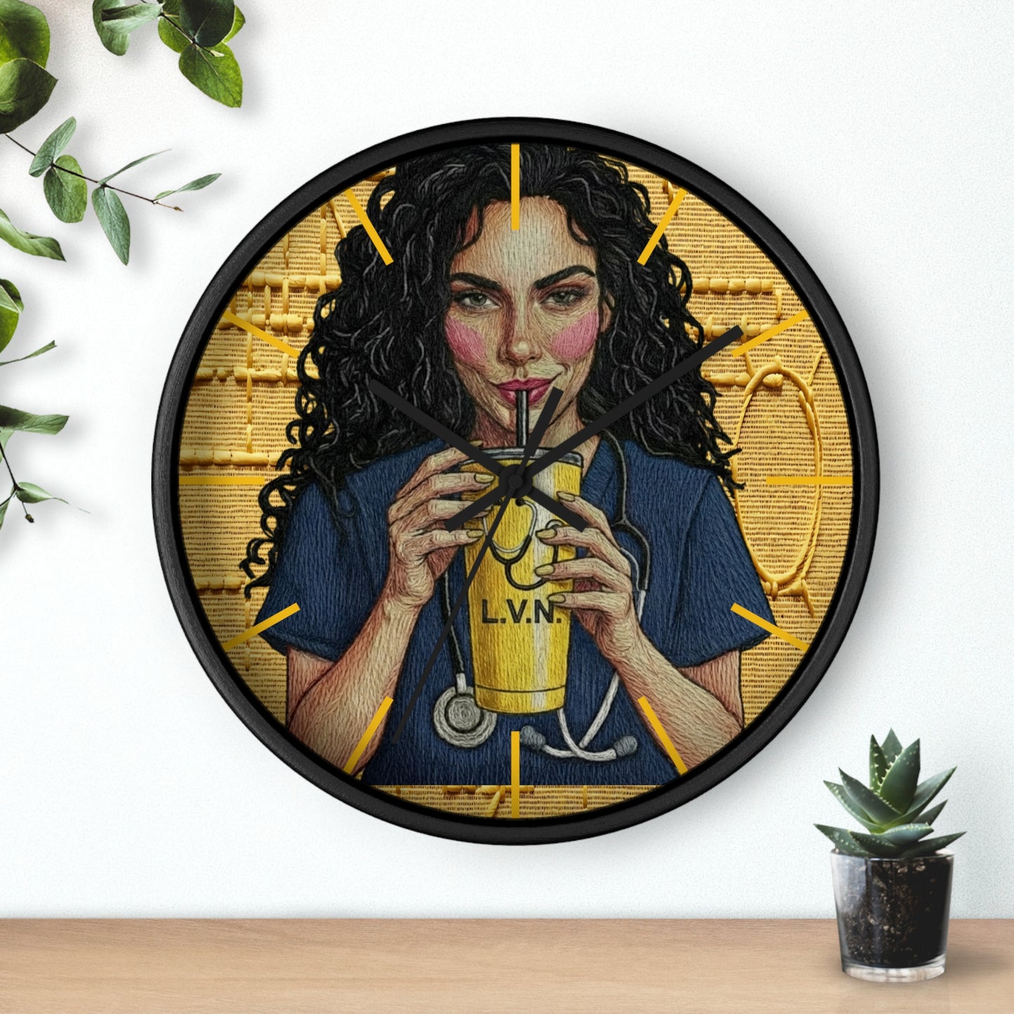 Nurse LVN Coffee Wall Clock — Cute Healthcare Worker Gift