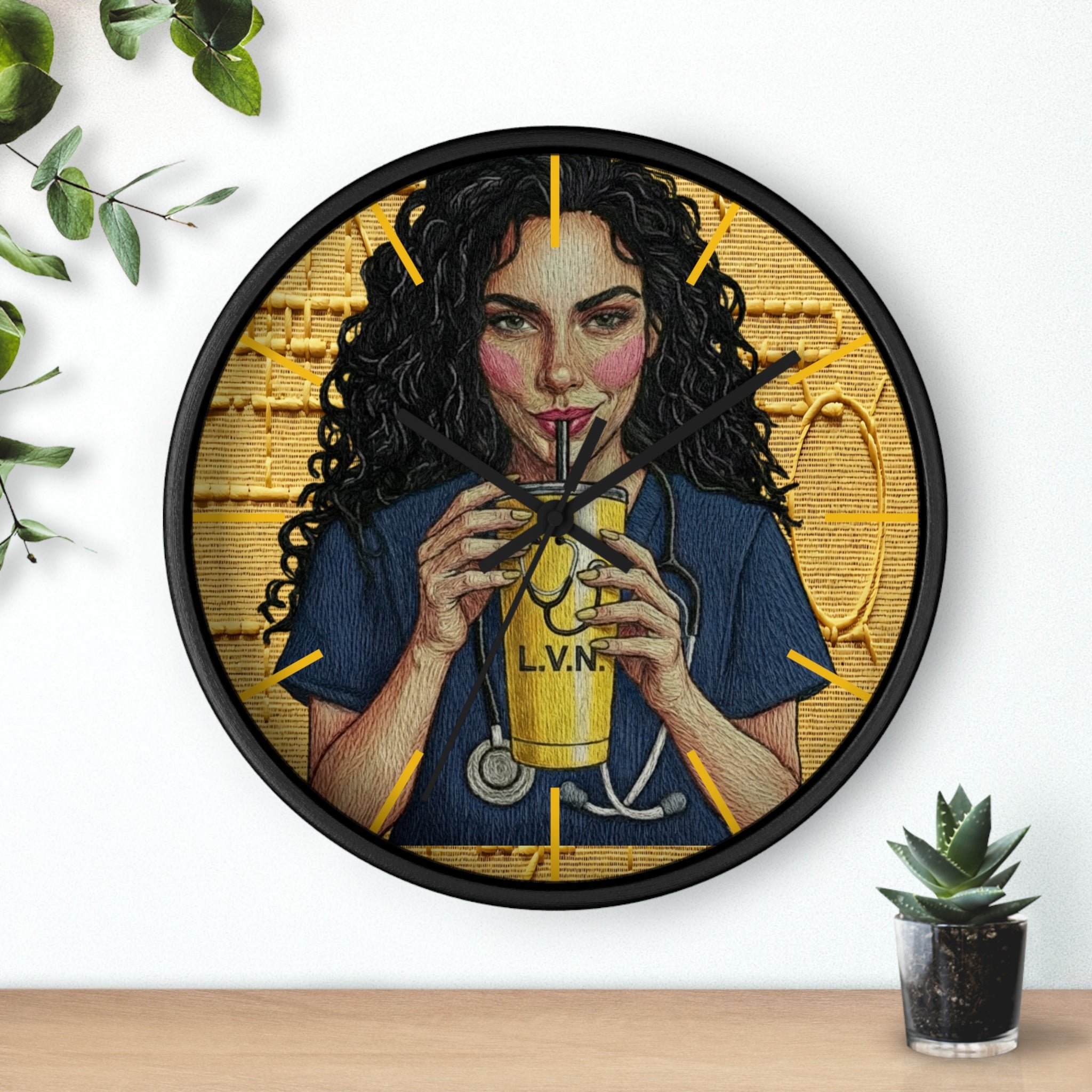 Nurse LVN Coffee Wall Clock — Cute Healthcare Worker Gift
