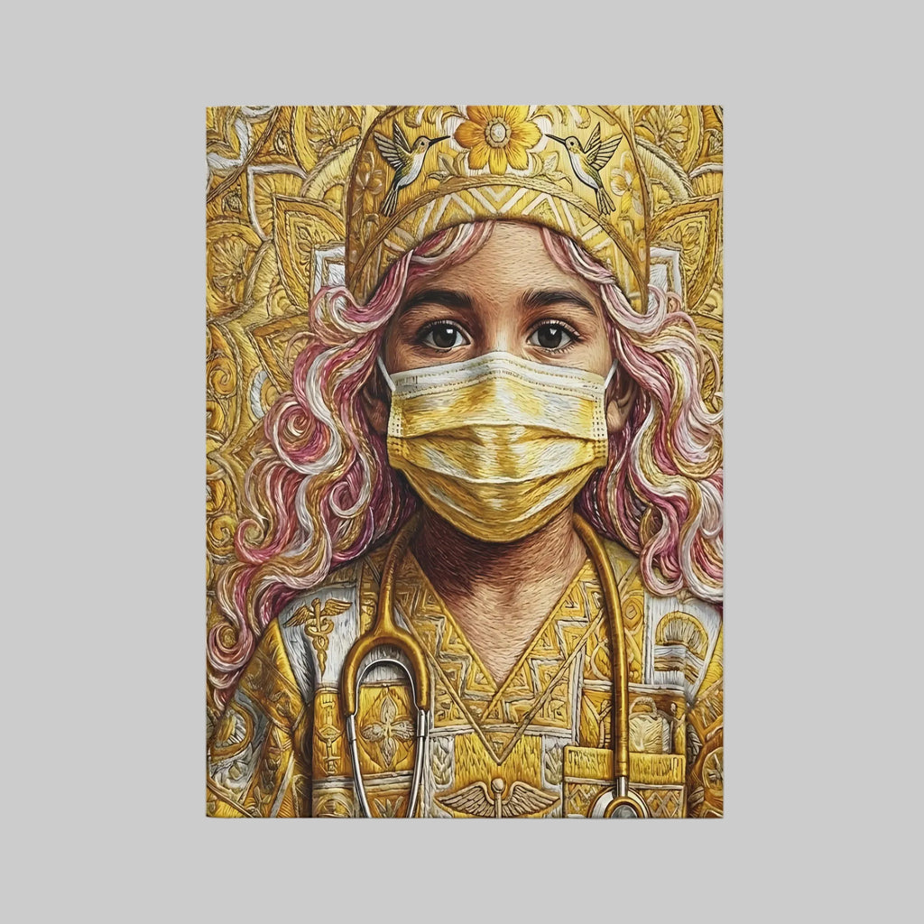 Nurse Guardian Hardcover Journal — Golden Healer Art with Mask