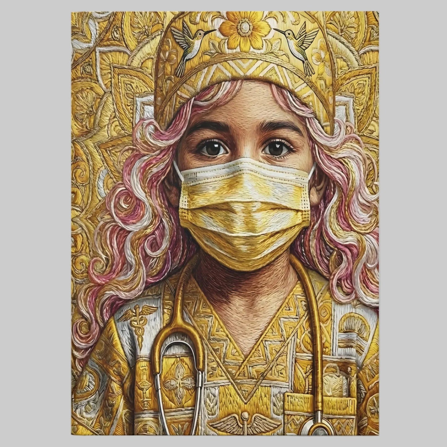 Nurse Guardian Hardcover Journal — Golden Healer Art with Mask