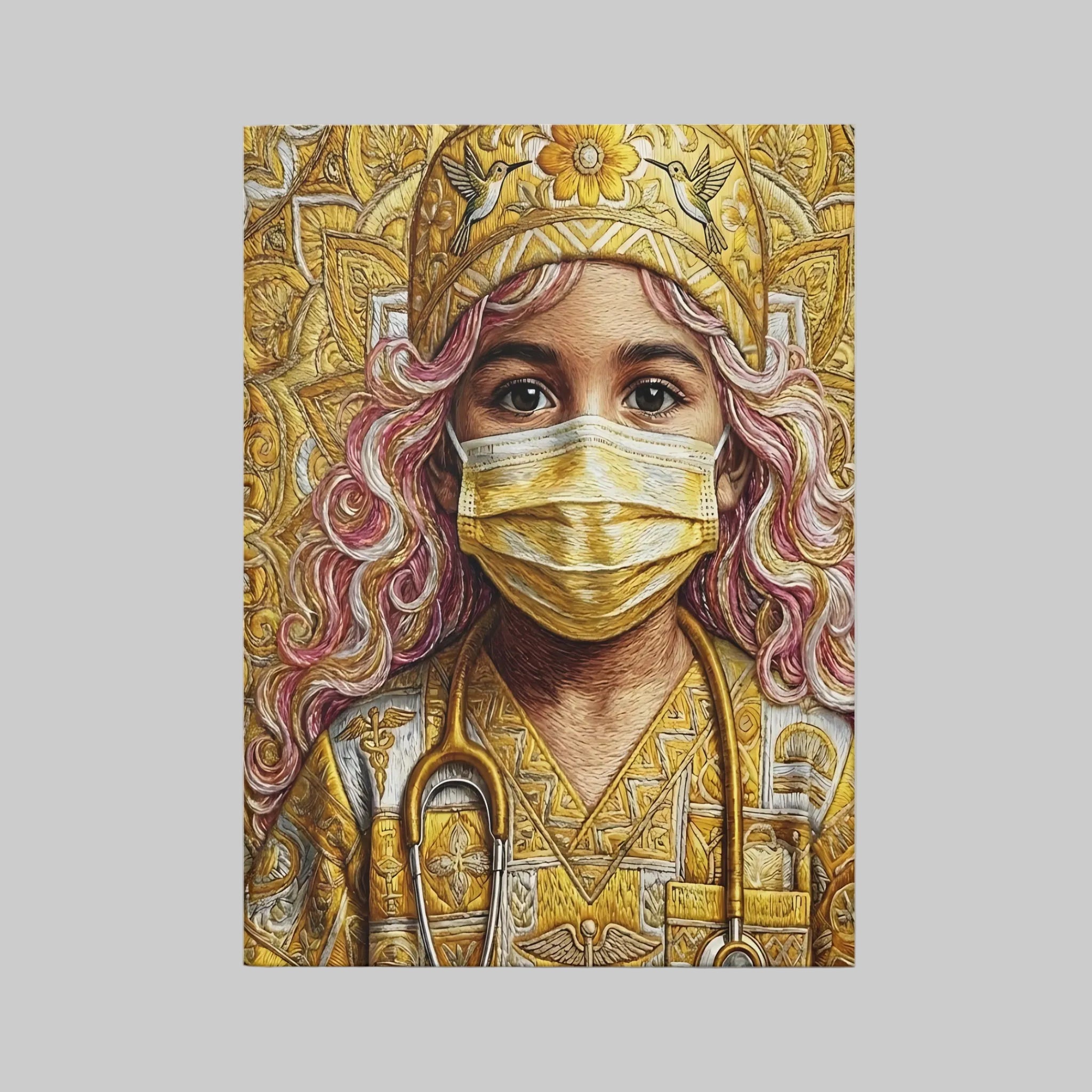 Nurse Guardian Hardcover Journal — Golden Healer Art with Mask