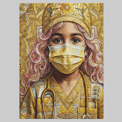 Nurse Guardian Hardcover Journal — Golden Healer Art with Mask