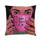 Nurse Square Pillow — Pink Back (Exclusive Design)