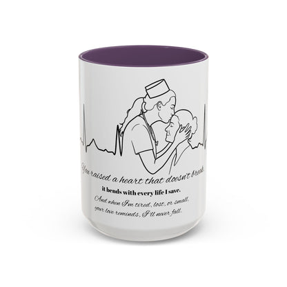 Mothers Day Mug Accent Coffee Mug (11, 15oz) The Heart Behind My Scrubs
