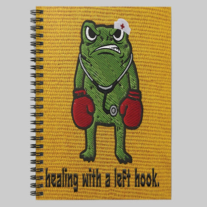 Nurse Frog Spiral Notebook — "Healing With a Left Hook" Ruled Journal