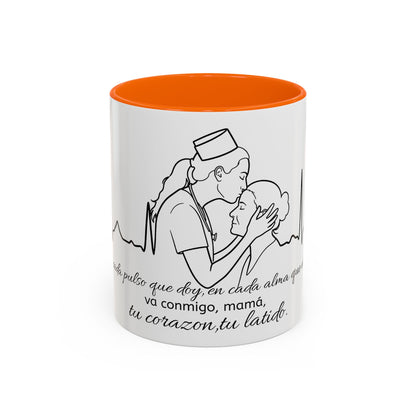 Nurse & Mom Tribute Coffee Mug – "Va conmigo, mamá, en mi corazón tu latido"
