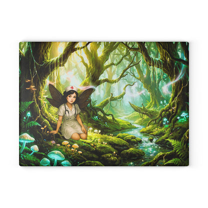 Enchanted Forest Medical Fairy Glass Cutting Board
