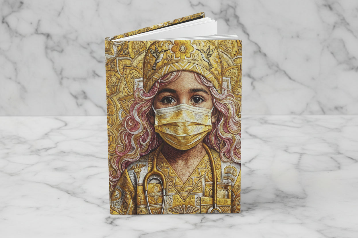 Nurse Guardian Hardcover Journal — Golden Healer Art with Mask