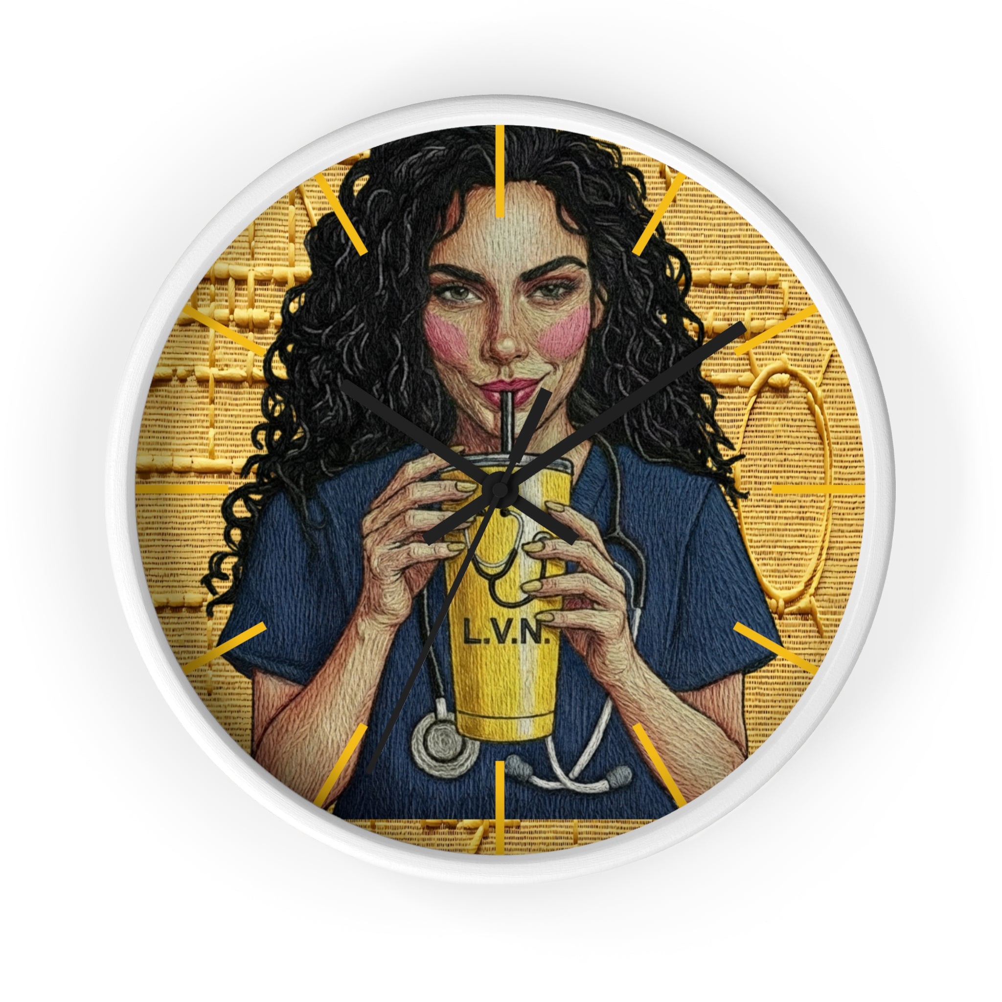 Nurse LVN Coffee Wall Clock — Cute Healthcare Worker Gift