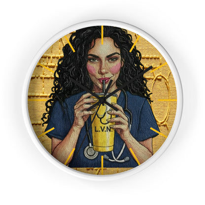 Nurse LVN Coffee Wall Clock — Cute Healthcare Worker Gift