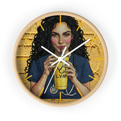 Nurse LVN Coffee Wall Clock — Cute Healthcare Worker Gift