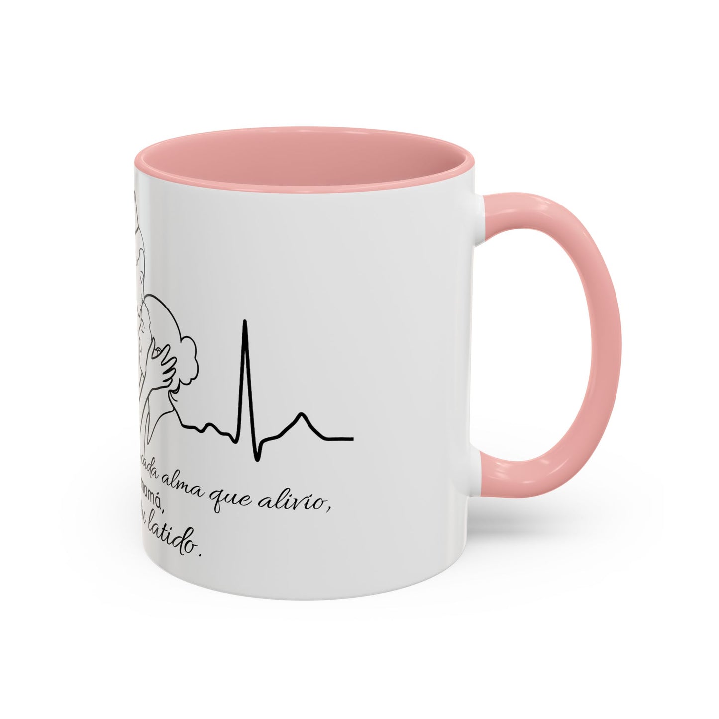 Nurse & Mom Tribute Coffee Mug – "Va conmigo, mamá, en mi corazón tu latido"