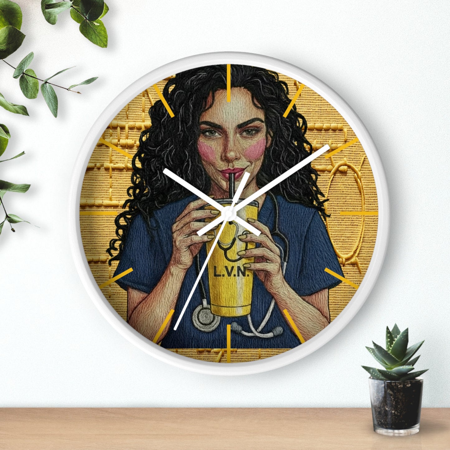 Nurse LVN Coffee Wall Clock — Cute Healthcare Worker Gift