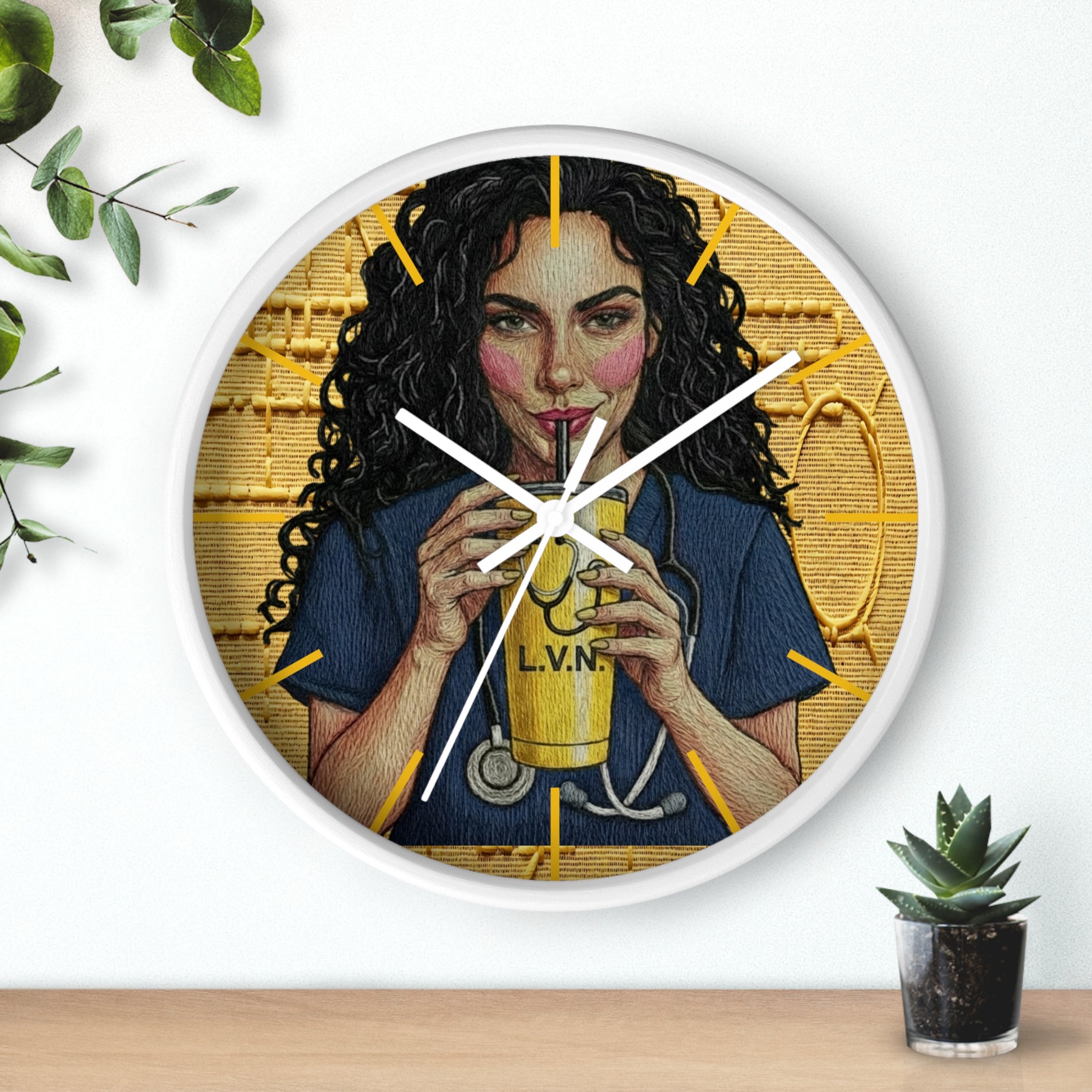 Nurse LVN Coffee Wall Clock — Cute Healthcare Worker Gift