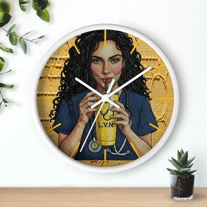 Nurse LVN Coffee Wall Clock — Cute Healthcare Worker Gift