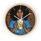 Nurse LVN Wall Clock — Black Female Nurse Drinking Coffee Illustration