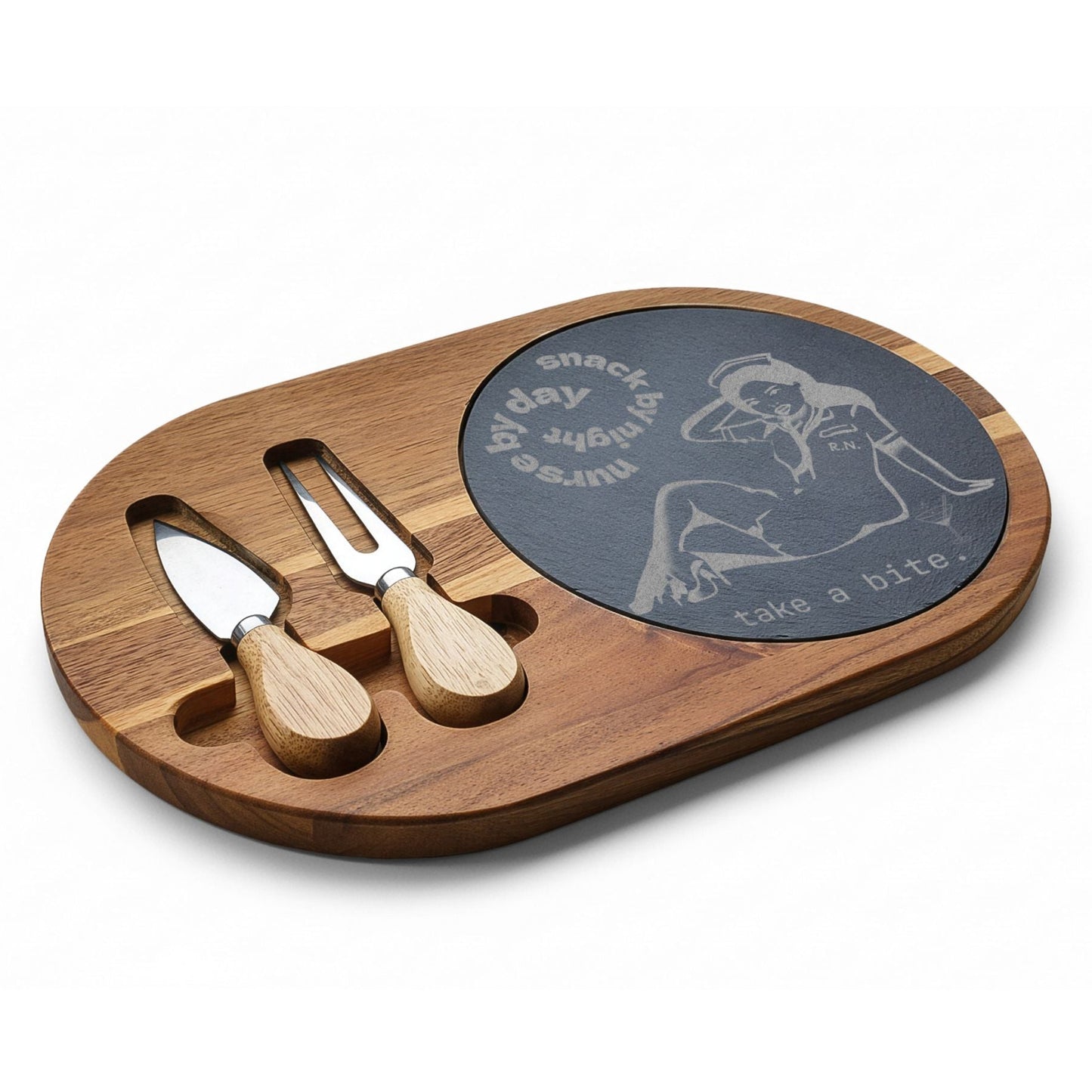 Engraved Charcuterie Board — Pinup R.N.- Nurse by Day, Snack by Night