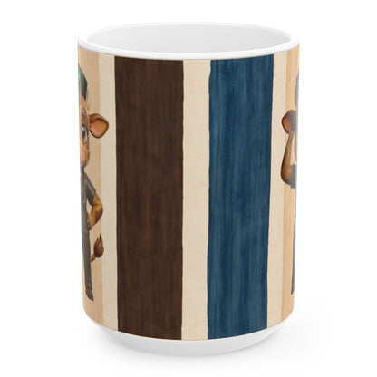 Striped Medical Calf Ceramic Mug — Cute Giraffe Coffee Cup (11oz & 15oz)