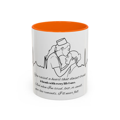 Mothers Day Mug Accent Coffee Mug (11, 15oz) The Heart Behind My Scrubs