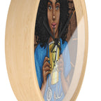 Nurse LVN Wall Clock — Black Female Nurse Drinking Coffee Illustration