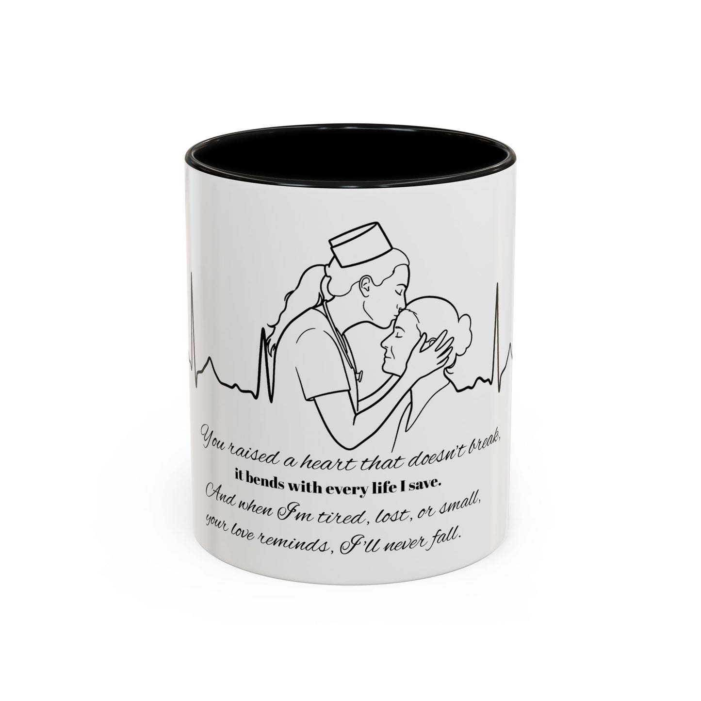 Mothers Day Mug Accent Coffee Mug (11, 15oz) The Heart Behind My Scrubs