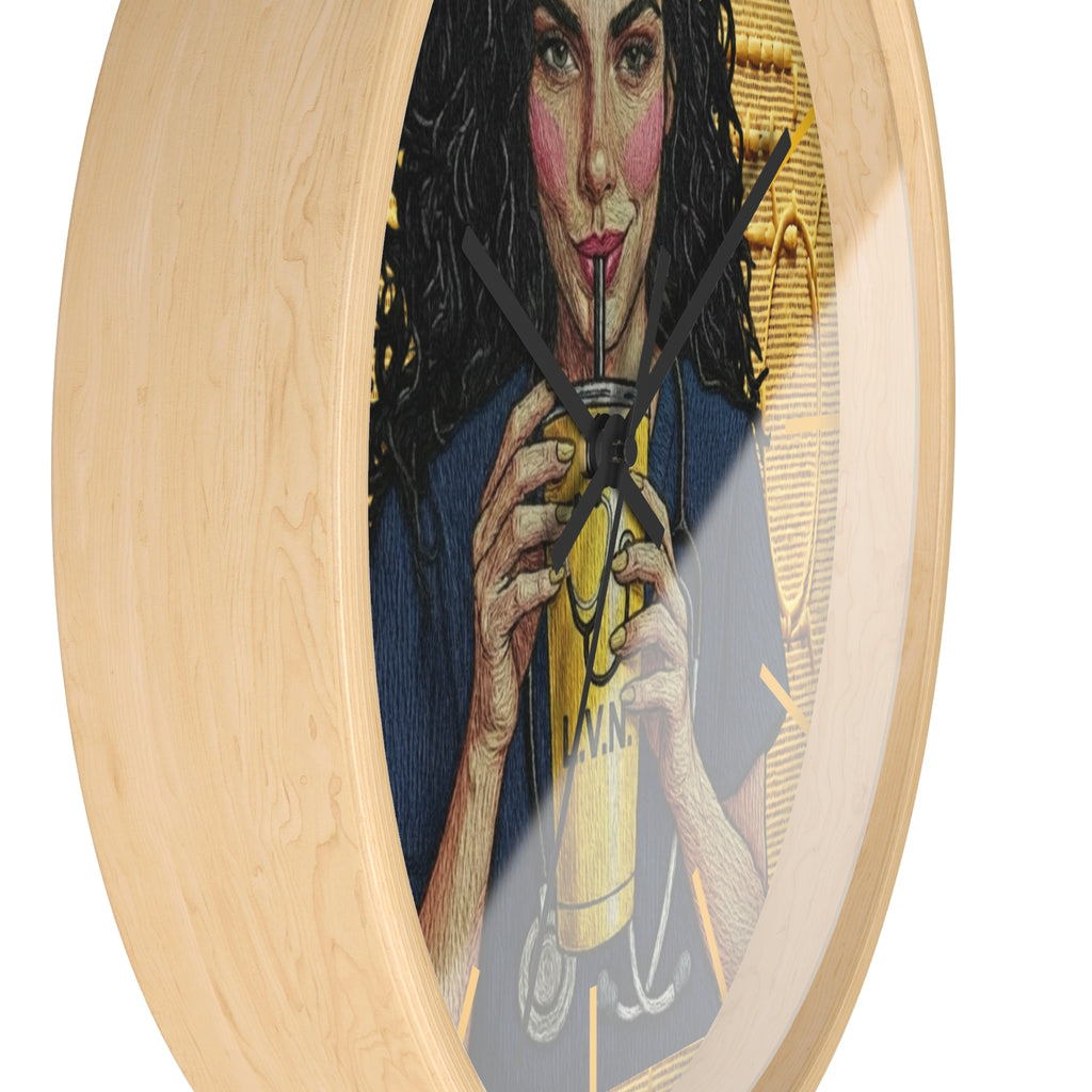 Nurse LVN Coffee Wall Clock — Cute Healthcare Worker Gift