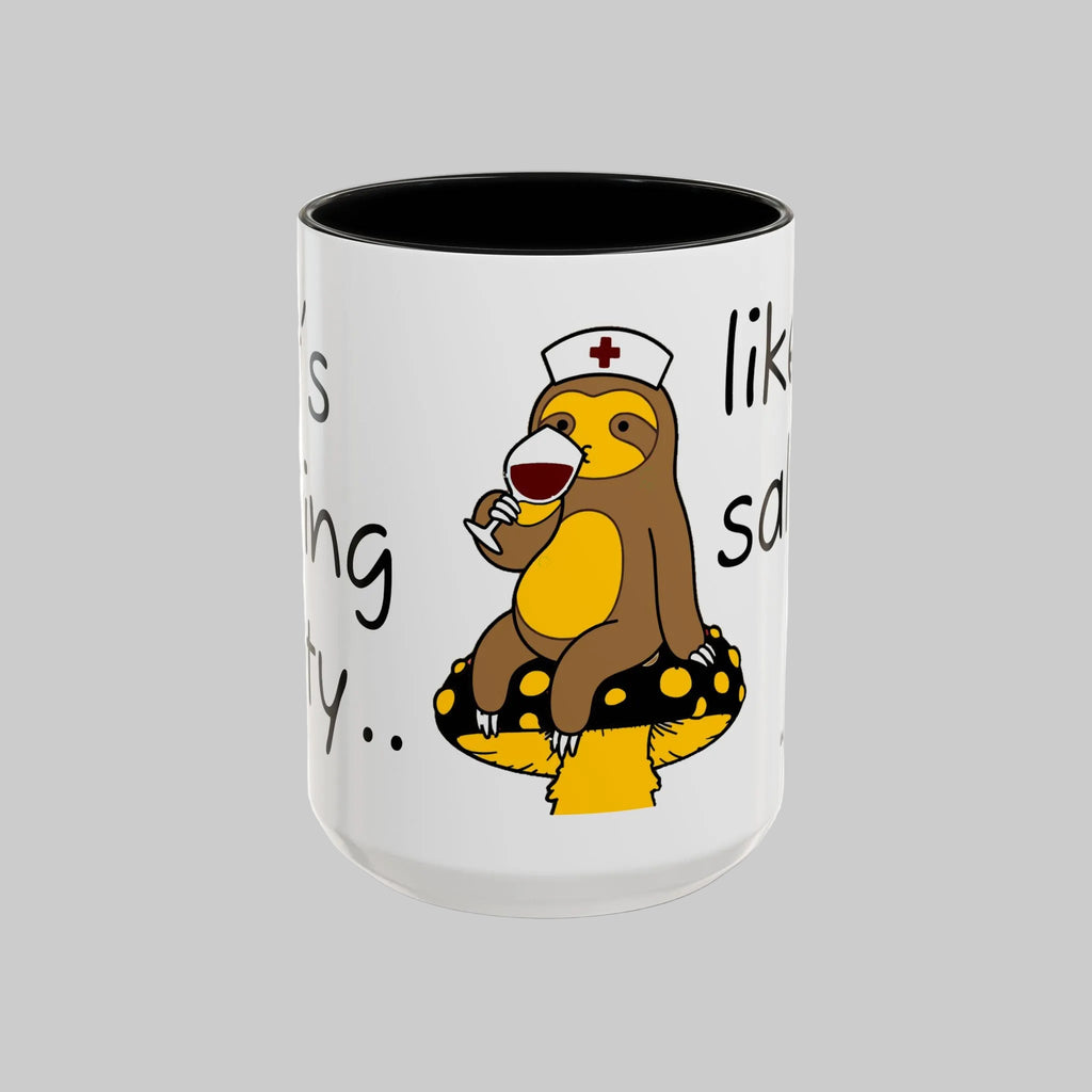 Nurse Sloth Coffee Mug — "it's giving Salty... Like Saline" Accent Mug