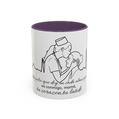 Nurse & Mom Tribute Coffee Mug – "Va conmigo, mamá, en mi corazón tu latido"