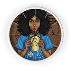 Nurse LVN Wall Clock — Black Female Nurse Drinking Coffee Illustration
