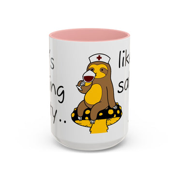 Nurse Sloth Coffee Mug — "it's giving Salty... Like Saline" Accent Mug