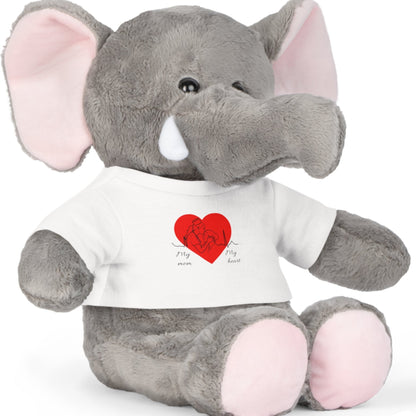 Stuffed Bear – 'My Mom, My Heart' Heart T‑Shirt Plush