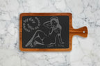 Engraved LVN Bamboo Charcuterie Board with Slate Inlay — 'Take a Bite' Pin-Up Design