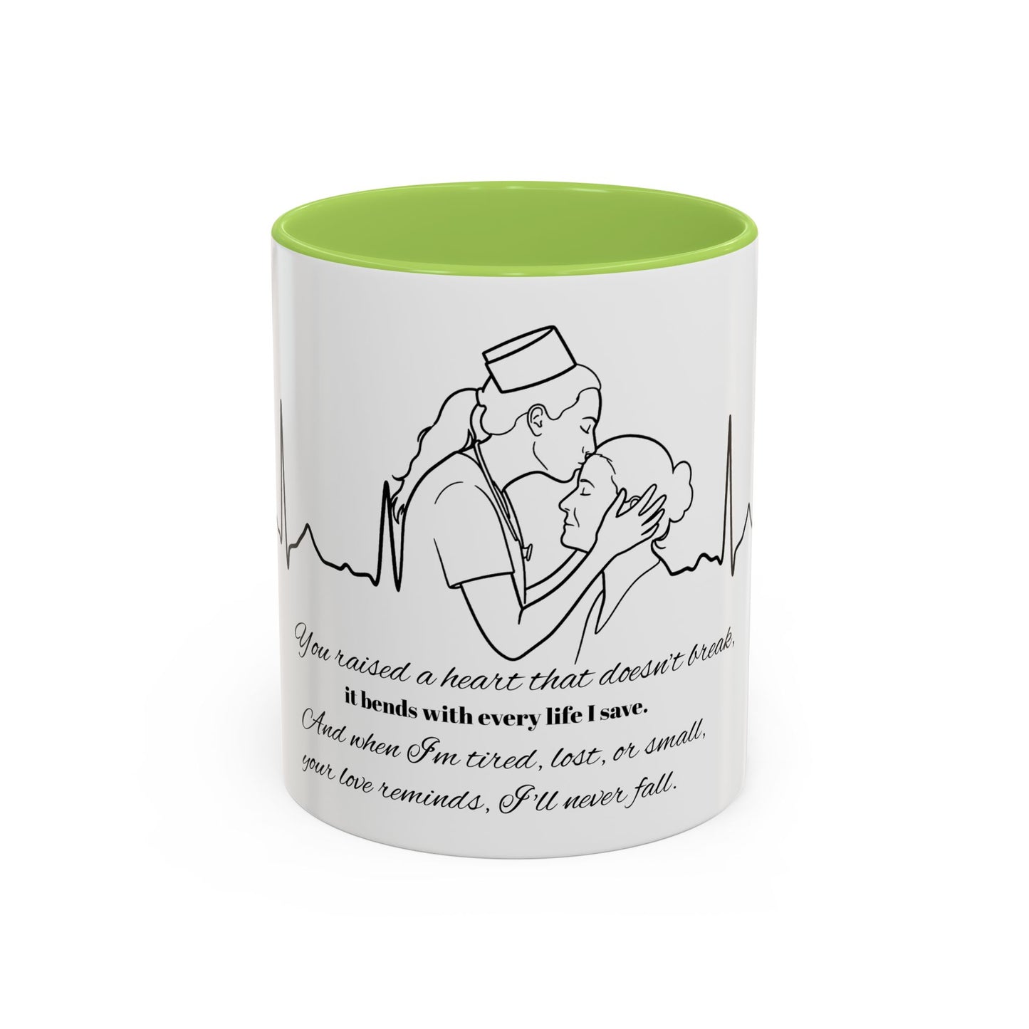 Mothers Day Mug Accent Coffee Mug (11, 15oz) The Heart Behind My Scrubs