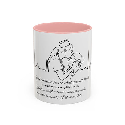 Mothers Day Mug Accent Coffee Mug (11, 15oz) The Heart Behind My Scrubs