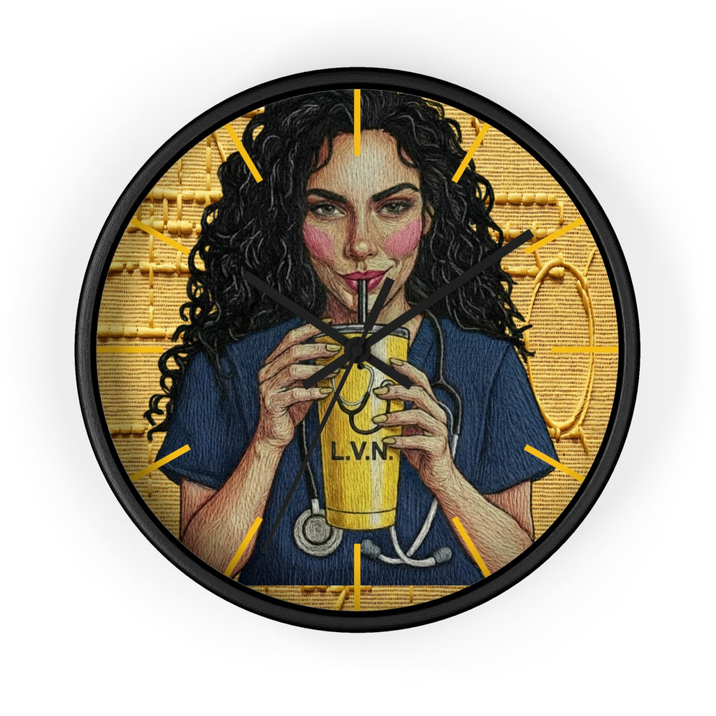 Nurse LVN Coffee Wall Clock — Cute Healthcare Worker Gift