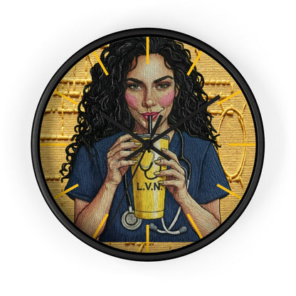 Nurse LVN Coffee Wall Clock — Cute Healthcare Worker Gift